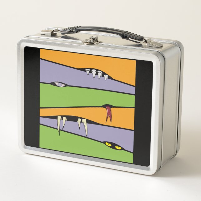Zigzag Stripes in Halloween Theme Metal Lunch Box (Front)