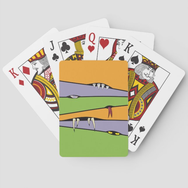 Zigzag Stripes in Halloween Theme Playing Cards (Back)
