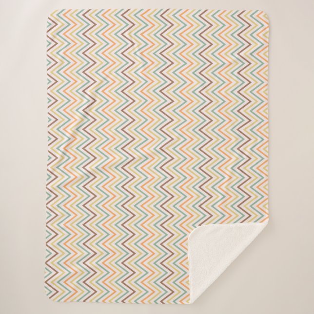 Zigzag Thin Colourful Lines Seamless Pattern Vecto Sherpa Blanket (Front)
