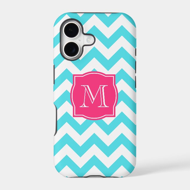 Zigzag Turquoise and Pink Custom Monogram (Back)