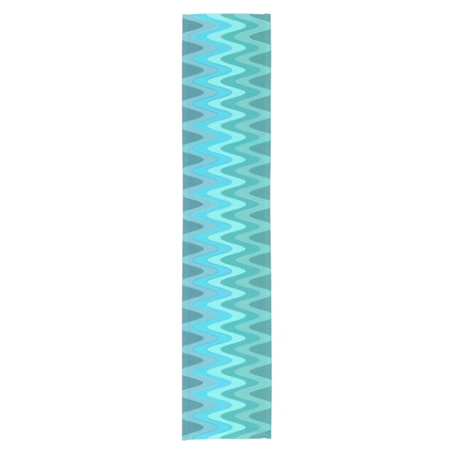 ZIGZAG Waves cyan + your ideas Short Table Runner (Front)