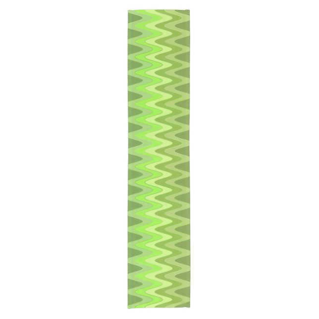 ZIGZAG Waves green + your ideas Short Table Runner (Front)