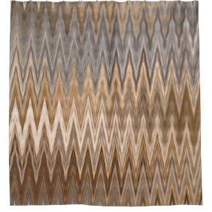 Zigzag Wavy Brown Beige Grey Grey Pattern Shower Curtain