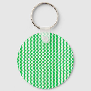 Zigzag - White and Dark Pastel Green Key Ring