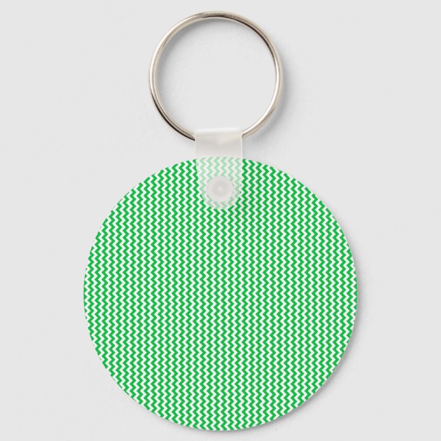 Zigzag - White and Dark Pastel Green Key Ring (Front)