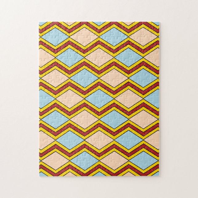 Zigzags and Diamonds Abstract Art Jigsaw Puzzle (Vertical)
