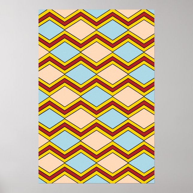 Zigzags and Diamonds Abstract Art Poster (Front)