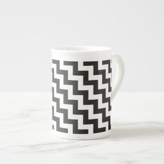 Zigzags Bone China Mug, Black and White Chevrons Mug