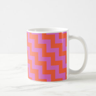 Zigzags Coffee Mug, Magenta and Orange Chevrons Mug