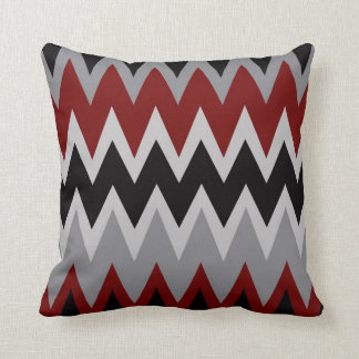 Zigzags in Red Grey & Black Cushion