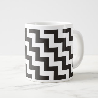 Zigzags Jumbo Mug, Black and White Chevrons Large Coffee Mug