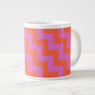 Zigzags Jumbo Mug, Magenta and Orange Chevrons Large Coffee Mug