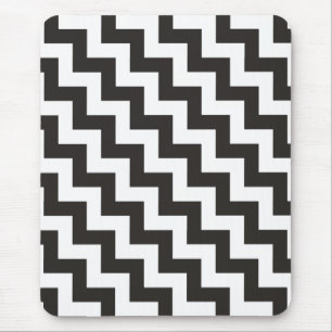 Zigzags Mousepad, Black and White Chevrons Mouse Mat