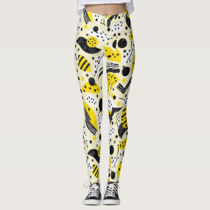 Zigzags Stripes Dots Seamless Pattern Leggings