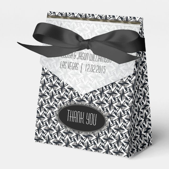 Zigzagy Black White Batik Party Favour Boxes (Front Side)