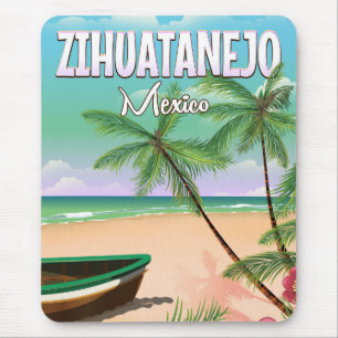 Zihuatanejo Mexican beach vacation poster Mouse Mat