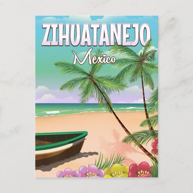 Zihuatanejo Mexican beach vacation poster Postcard (Front)