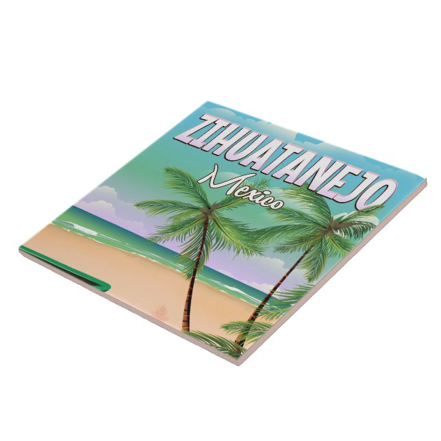 Zihuatanejo Mexican beach vacation poster Tile (Side)