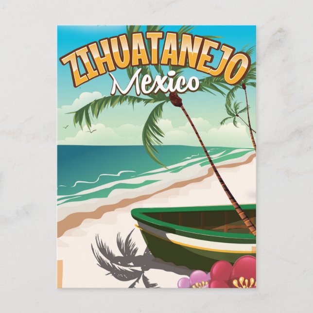 Zihuatanejo Mexican travel poster Postcard (Front)