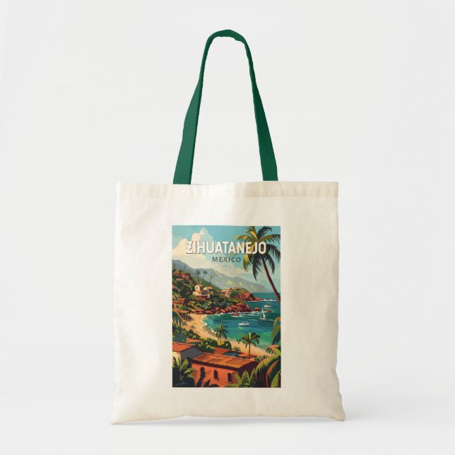 Zihuatanejo Mexico Travel Art Vintage Tote Bag (Front)