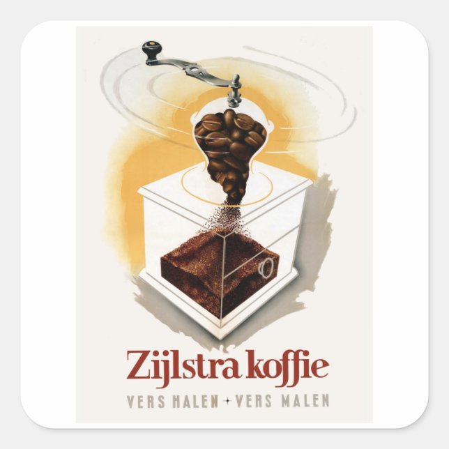 Zijlstra koffie - Vintage Coffee Ad Square Sticker (Front)