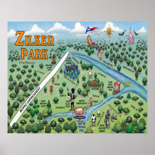 Zilker Park Fun Map Poster