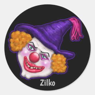Zilko the Creepy Clown Halloween Fun Classic Round Sticker