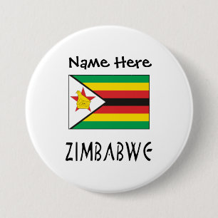 Zimbabwe and Zimbabwe Flag Black Personalisation 7.5 Cm Round Badge