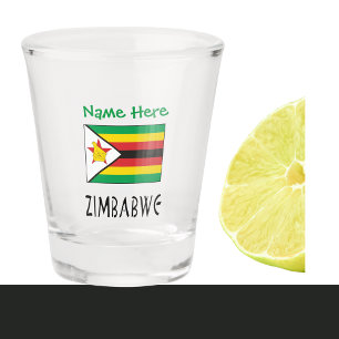 Zimbabwe and Zimbabwe Flag Green Personalisation  Shot Glass