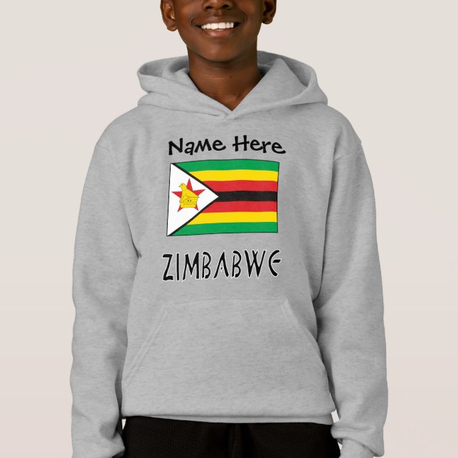 Zimbabwe and Zimbabwe Flag with Your Name Kids (Front)