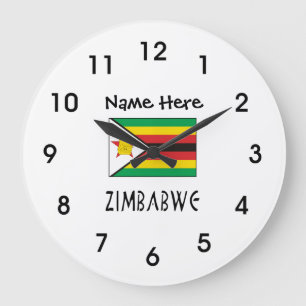 Zimbabwe and Zimbabwe Flag with Your Name Large Cl Clock