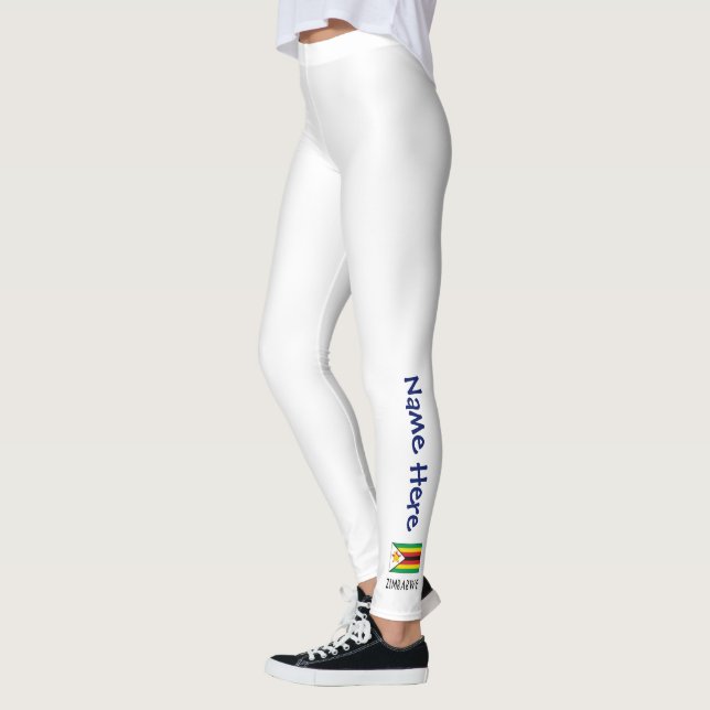 Zimbabwe and Zimbabwe Flag with Your Name Leggings (Left)