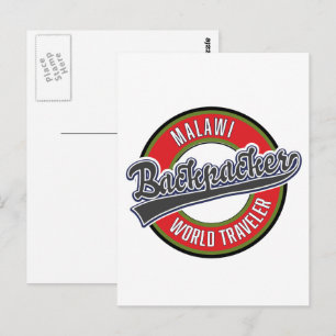 Zimbabwe backpacker world traveller logo. postcard