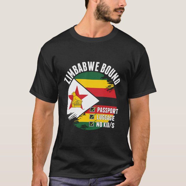 Zimbabwe Bound Country Travel Zimbabwean Flag Vaca T-Shirt (Front)
