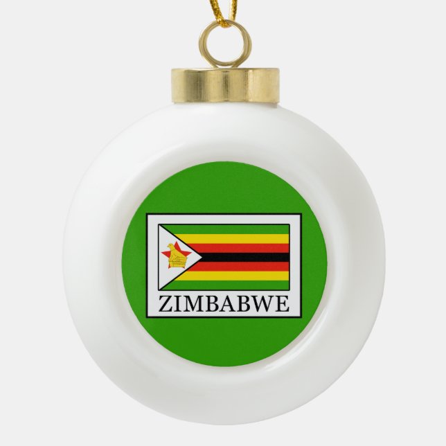 Zimbabwe Ceramic Ball Christmas Ornament (Front)
