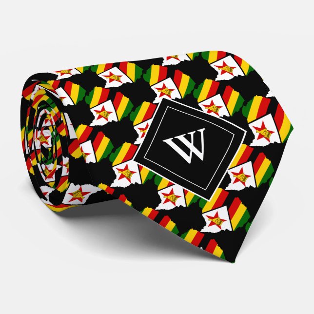 ZIMBABWE Christian Scripture Monogram Black Tie (Rolled)