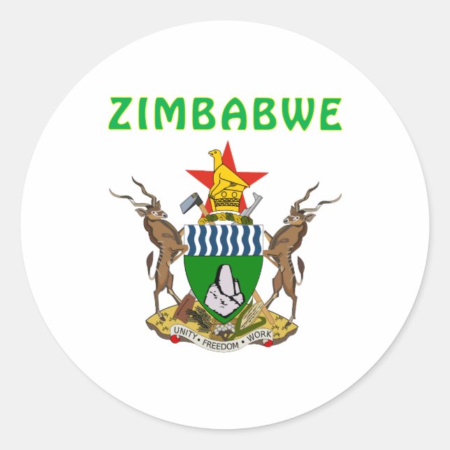 Zimbabwe Coat Of Arms Classic Round Sticker (Front)