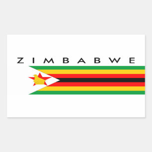 zimbabwe country flag nation symbol text name rectangular sticker