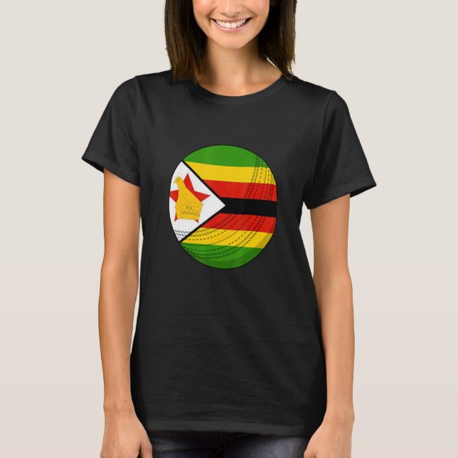 Zimbabwe Cricket Ball Black People Cricket Fan Fla T-Shirt (Front)