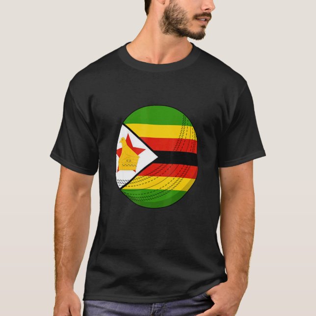 Zimbabwe Cricket Ball Black People Cricket Fan Fla T-Shirt (Front)