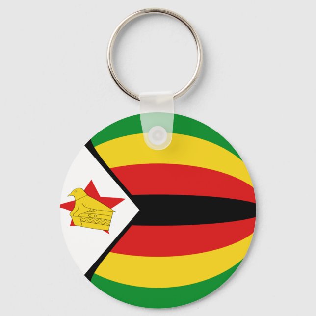 Zimbabwe Fisheye Flag Keychain (Front)