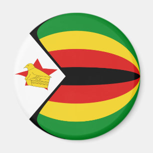 Zimbabwe Fisheye Flag Magnet