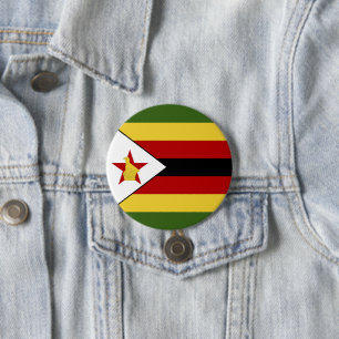Zimbabwe flag 7.5 cm round badge