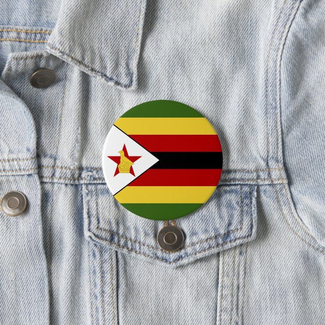 Zimbabwe flag 7.5 cm round badge (In Situ)