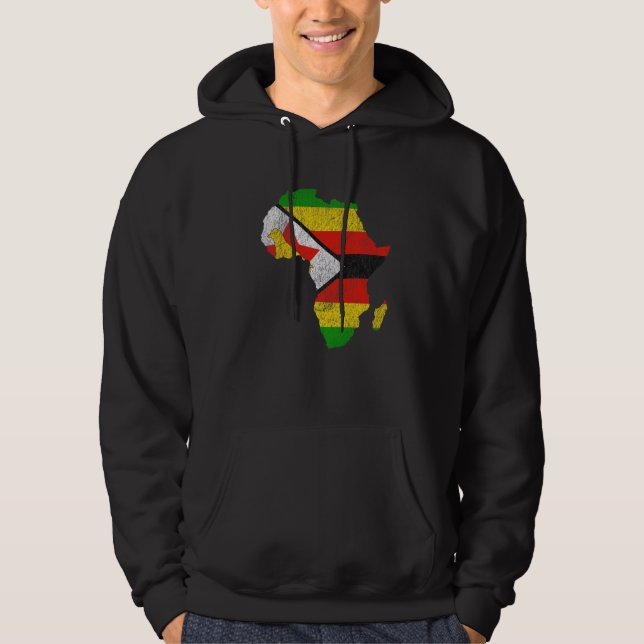 Zimbabwe Flag Africa Continent Silhouette Gift Zim Hoodie (Front)