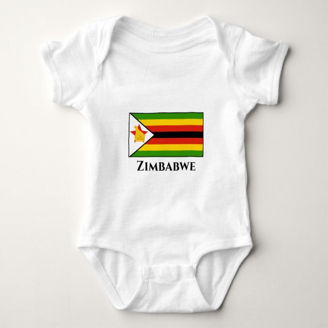 Zimbabwe Flag Baby Bodysuit (Front)