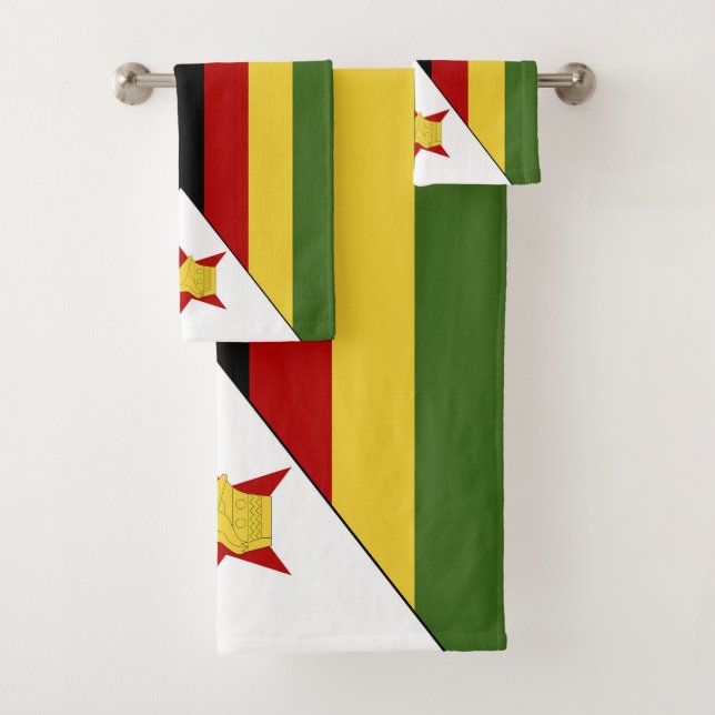 Zimbabwe flag bath towel set (Insitu)