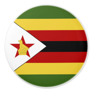 Zimbabwe flag ceramic knob