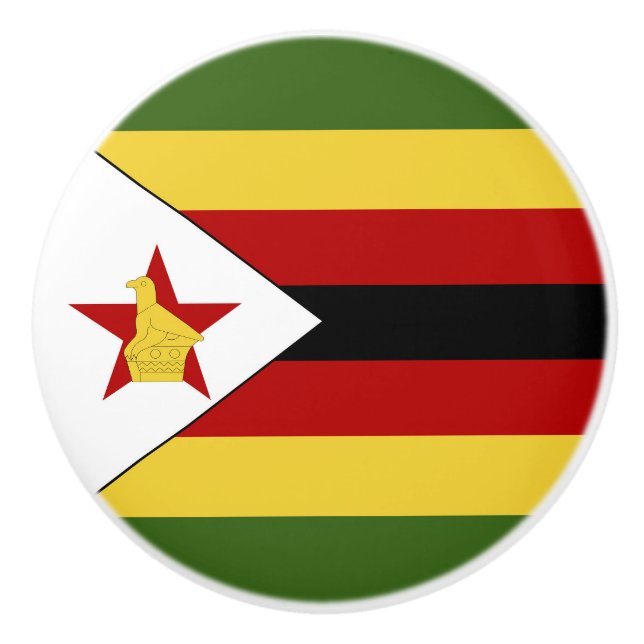 Zimbabwe flag ceramic knob (Front)
