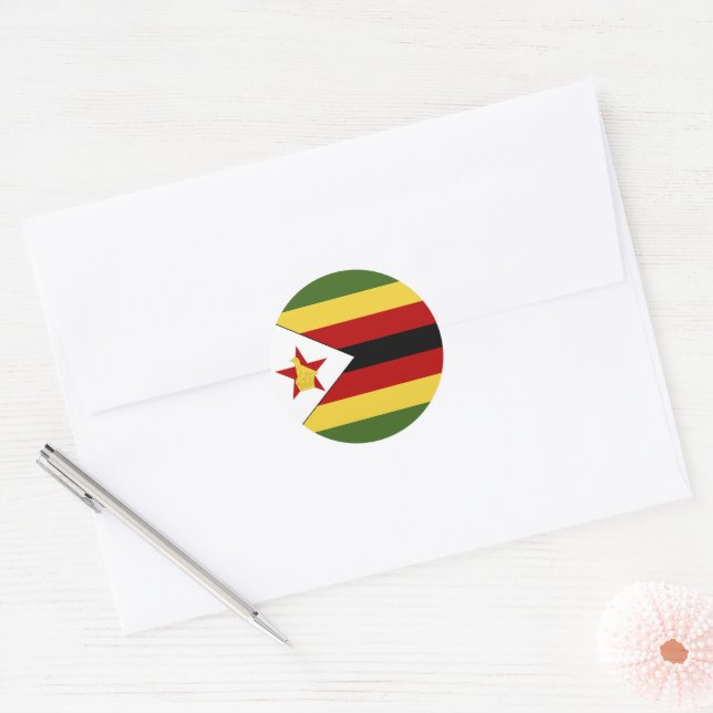 Zimbabwe flag classic round sticker (Envelope)